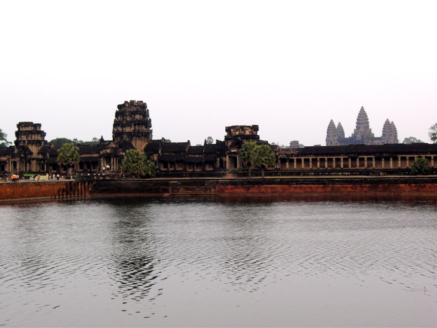 Angkor Wat: moat, wall, temple